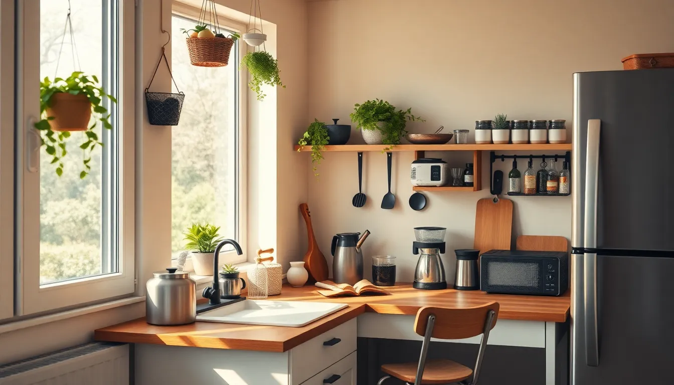 좁은 주방 공간을 효율적으로 활용한 모습