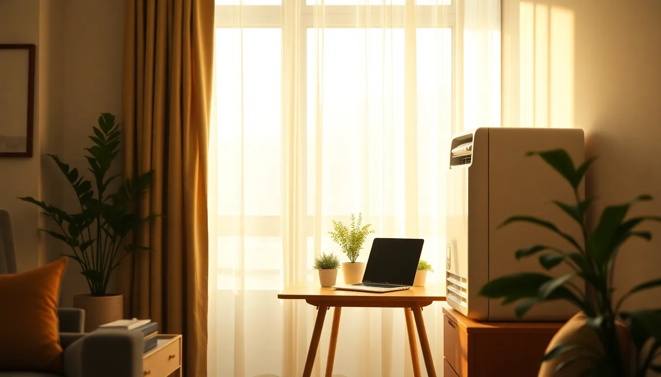 자취방에 에어컨 실외기를 설치하기 위해 창밖을 내다보는 모습