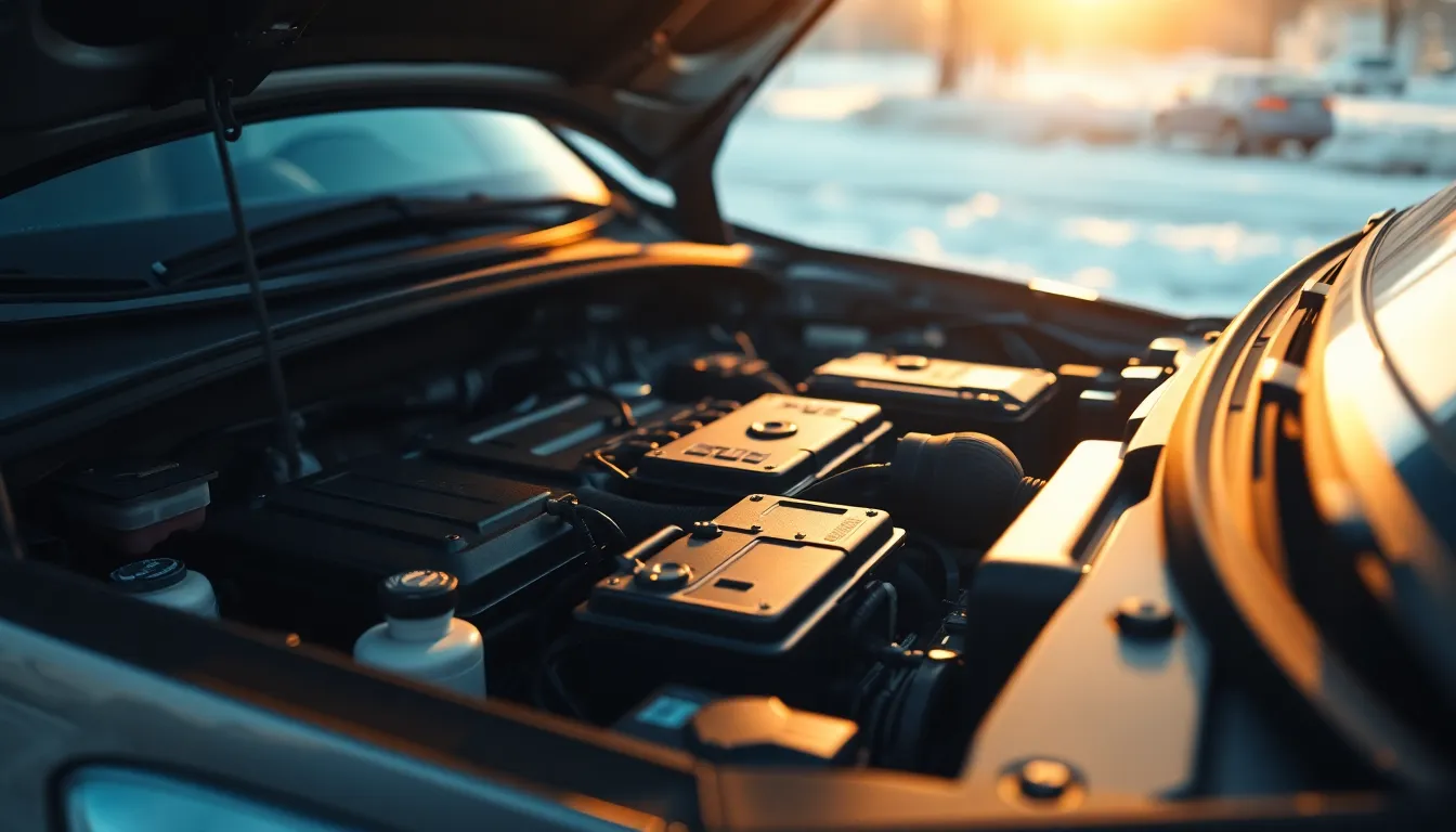 자동차 배터리 점검 중인 모습