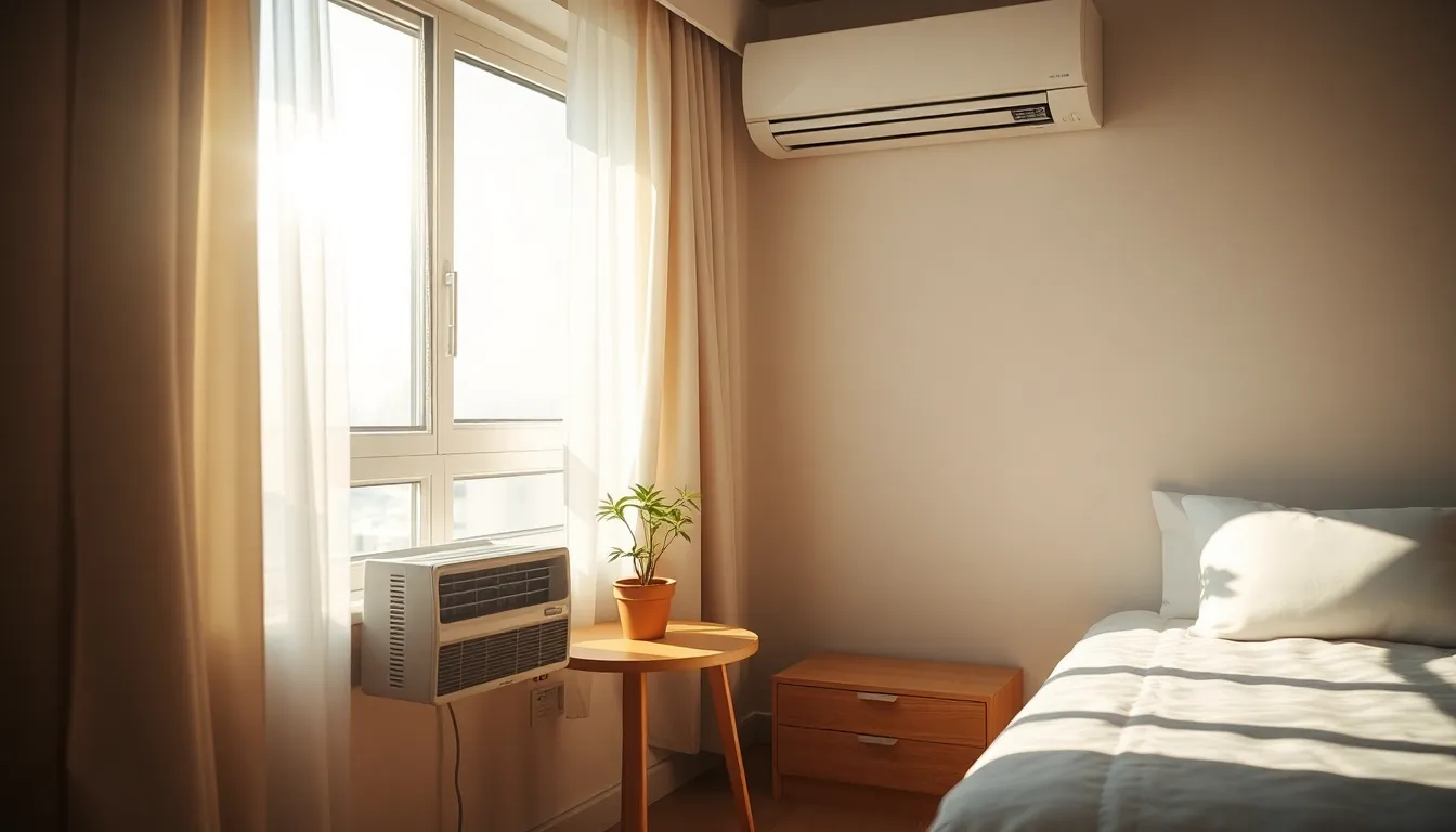 에어컨이 설치된 쾌적한 원룸 내부